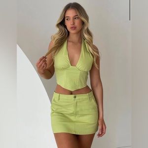 PEPPERMAYO Destination Bustier Drill Top- Sage